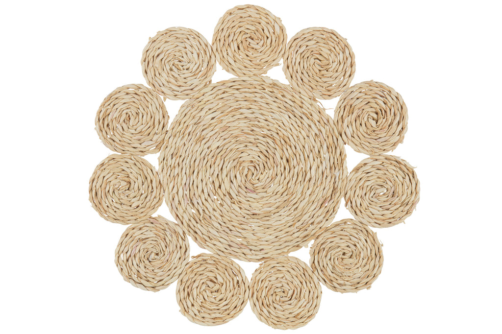 Tischset Rund Flower Cornhusk Natural