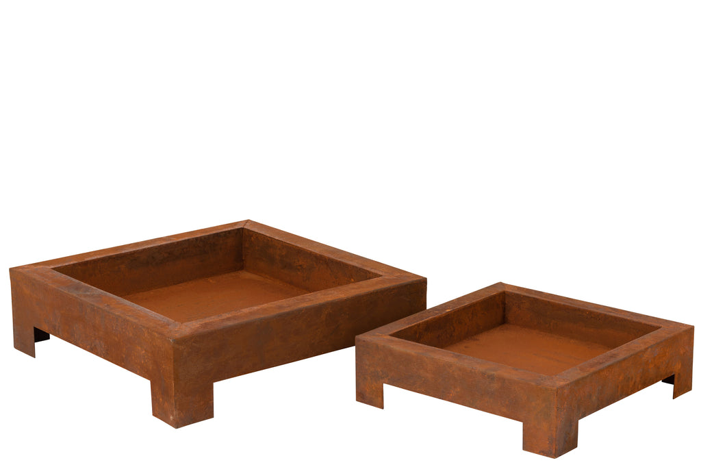 Set Of 2 Braziers Metal Rust