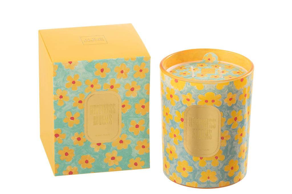 Scented Candle Flowers Azure/Yellow Large-70 Hours