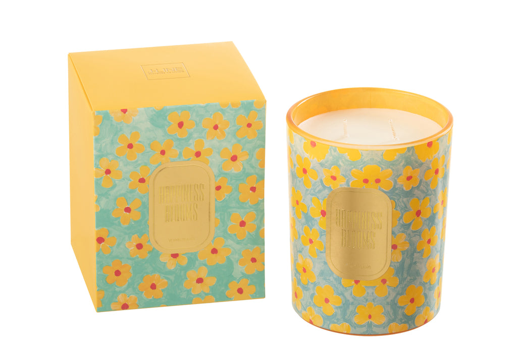 Scented Candle Flowers Azure/Yellow Large-70 Hours