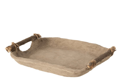 Tray Chad Paper Mache Brown