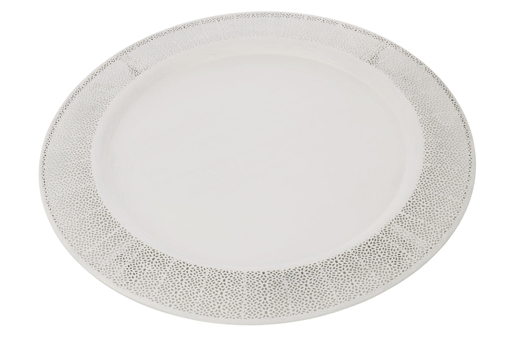 Plate Antique Metal/Glass White