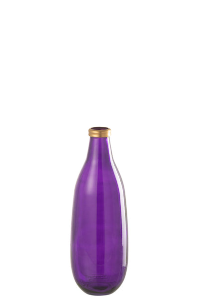 Vase Gold Rim Glass Purple Medium