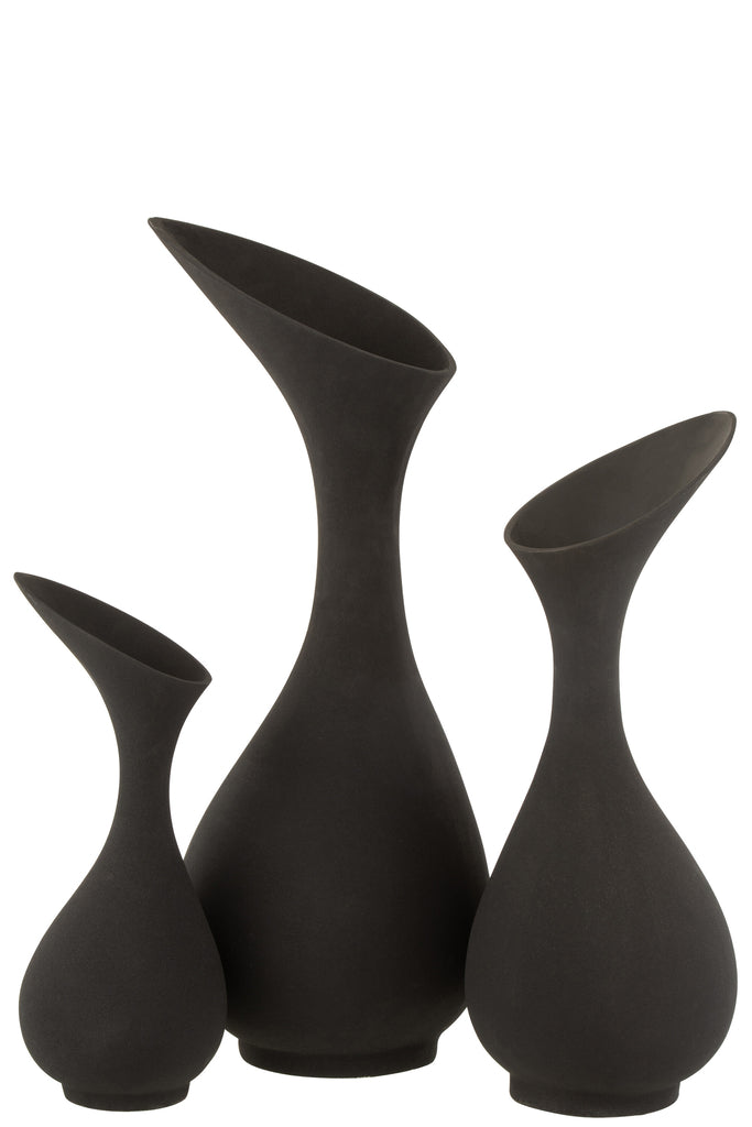 Vase Olivia Rough Aluminum Black Large